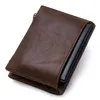 Vintage äkta ko läder män plånbok mode myntficka zipperhasp arrangör wallects högkvalitativa manliga kort ID
