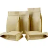 Сумки для хранения 50 шт. Крафт-бумага алюминиевая фольга восемь бокового уплотнения сумка слеза нота в стоять на кофе закуска ореховая пищевая упаковка пакеты