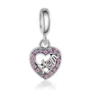 Fit Pandora Charm Bracteled Сердце День матери Мам Европейские Серебряные Подвески Розовый Белый Цветок Эмаль Кристаллические Бусы DIY Змея Сеть Для Женщин Браслет Ожерелье Ювелирные Изделия