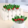 Ramas de bayas artificiales Espuma roja Cereza Pequeñas frutas con hojas verdes Boda Guirnaldas de Navidad Artesanía Decoración del hogar Y0630