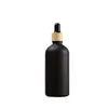 Essential Oil Bottle Matte Black Glass e liquid Essential Oil Perfume Bottles with Reagent Pipette Dropper and Wood Grain Cap DHL