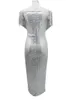 Kayotuas女性のドレスセクシーなマキシタッセルスパンコールディープVネックボディコンオフショルダー半袖ウェディングイブニングパーティーロングアウトフィット210522