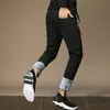 Winter Warm Men Fleece Lined Pant Casual Stretch Sweatpant Elastic Waist Pencil Slim Trouser Pocket Zipper Sweat Jogger Male 210518