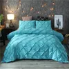 Luxe zwart dekbedovertrek Knijpplee op korte bodemset Koningin King Size 3pcs Bed Linnen Set Deknapset met kussensloop 369 5972306