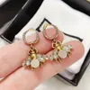 Stylish Bee Pearl Charm Earrings Women Diamond Studs Rhinestone Double Letter Designer Eardrop Whole1064461