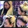 Brasilianska raka mänskliga hårvävningar Ombre t1b / 613 Blondin Två tonfärg Full Head 3pcs / Lot Double Wefts Remy Hair Extensions Uh8yi Ae2bu