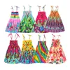 Sommarflickor Rainbow Beach Dress Princess Dresses för Teen Girls Linne Kläder 3 6 9 12 År med halsband Present Q0716