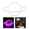 Bulbs LED Hanging Neon Light Oval Planet Shaped Sign Battery Powered Bedroom Birthday Party Bar Beach Wedding Decoration Room Lighting