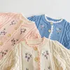 Vestes pour bébés filles, Cardigan tricoté avec broderie de fleurs, manteau pull pour bébé fille, automne et hiver, 1423310