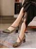 Dress Shoes Pointed Toe Leather Women High Heels Genuine Pumps Handmade Retro Shoe For Gray Mary Jane Embroidery 220303