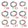 INS 18 Styles Kids DIY Rainbow Beads Smycken Sjöjungfru Flamingo Charms Armband Söt Design Prinsess Armband för flicka Present