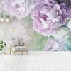 Niestandardowe ścienne tapety 3d ręcznie malowane akwarela fioletowe kwiaty malarstwo ścienne salon sypialnia romantyczny papel de parede 3 d