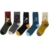 5 PairPack Painting Men Socks Cotton Unisex Crew Designer Socks Men Streetwear Size 3744 210727