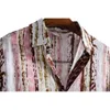 Stilfull randig hawaiisk skjorta för män funky casual knapp ner kort ärmskjorta tropiska aloha strandkläder M-3xl 210522