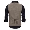 メンズ4ポケットヘリンボーントゥイド・ドレスベストファッションチェーン装飾ウエストコートメンズビンテージ紳士イギリスのスーツベストギレット210522