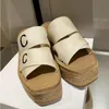 2021 브랜드 여성 슬리퍼 Espadrilles 디자이너 신발 여름 높은 Chunky Heel 슬라이드 샌들 화이트 블랙 플랫폼 슬리퍼 로퍼 플립 플롭