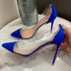 Sexy lady fashion women shoes blue suede leather pointy toe stiletto stripper High heels pumps 12cm big size 44