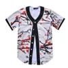 Letnia Moda Męska Jersey Czerwony Biały Żółty Multi 3D Druku Krótki Rękaw Hip Hop Luźne Koszulki Koszulki Baseball T Shirt Cosplay Costume 002