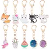 Fashion Cute Creative Fox Cat Keychain Personality Animal Moon Drop Oil Bag Key ring Hang Accessories