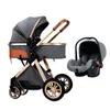 Poussettes # 3 en 1 bébé poussette haute paysage landau inclinable chariot pliable lumière avec siège de voiture berceau