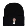 애니메이션 Jujustu Kaisen Beanie 니트 모자 유니섹스 코튼 소품 겨울 따뜻한 모자 크라운 디자인 니트 캡 Y21111