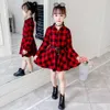 Jurk voor meisjes plaid patroon meisje kind jurk herfst winter kinderen kleden casual stijl kostuums voor meisjes 6 8 10 12 14 210329