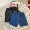 Sommar mode pojkar och flickor knä längd denim jeans unisex barn casual all-match lös shorts 210615