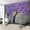 3D 양각 된 보라색 꽃 벽지 벽지 거실 침실 주방 부엌 인테리어 홈 장식 그림 벽화 벽지