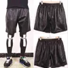 IEFB PU cuir Shorts hommes mode coréenne noir taille élastique genou longueur pantalon hommes ample Streetwear Hip Hop Casaul bas G1209