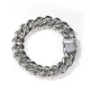 14mm Koper Curb Cubaanse Link Armbanden Iced Out CZ Armband Goud Zilverkleur Voor Mannen