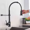 Rozin Matte Black Kitchen Faucet Deck Mounted Mixer Tap 360 Degree Rotation Stream Sprayer Nozzle Kökshandtag Kallkapslar 211108