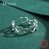 925 Sterling Silver Irregular Heart To Ajustable Finger Rings Fashion Simple Fine Jewelry For Women Gift 210707