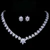 Emmaya luxe cubic zirkoon kristal bruids sieraden sets kleine bloem ketting oorbellen sets voor vrouwen bruiloft sieraden cadeau H1022