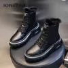 SOPHITINA Frauen Stiefel Winter Warme Freizeit Sport Stiefeletten Höhe Erhöhen Kreuz-gebunden Vogue Bequeme Damen Schuhe SO729 210513