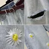 Lente zomer korea mode vrouwen casual denim harembroek bloem borduurwerk losse gescheurde jeans plus size 5XL S722 210512