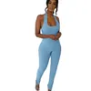 Sky Blue Women Jumpsuits Outfits Summer Product Sleeveless High Waist Skinny Sexy Rompers Overalls 210525