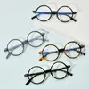 Monturas de gafas de sol de moda 2021 Japón marca diseño hombres Retro redondo acetato marco completo anteojos mujeres miopía óptica remache gafas llanura Mir