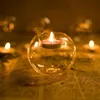 Ljushållare Crystal Glass Holder Europa stil rund ihålig bord ljusstake romantisk bröllopsfest middag hem pinne