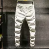 6 colores de jeans blancos del flaco para hombres pantalones delgados elásticos jean pantalones de marca masculina negro azul verde gris 210318