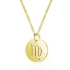 Goud 12 sterrenbeelden roestvrij staal munt hanger ketting Ram Simple Style Zodiac Teken Verjaardag Sieraden