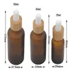 Frosted Amber White Glass Dropper Bottle 15ml 30ml 50ml with Bamboo Cap 1oz Wooden Essential Oil Bottles