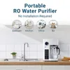Bluevua RO100ROPOT Sistema ad osmosi inversa Filtro dell'acqua da appoggio Contatore di purificazione a 4 stadi Filtrazione RO 2:1 Puro per drenare l'acqua del rubinetto purificata, portatile/compatto
