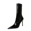セクシーな靴下ブーツ特許革のブーツ女性のためのハイヒールファッションシューズ2021春秋の足首ブーツブーツ女性
