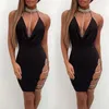 Vestido sexy para mujer Vendaje Bodycon Fiesta de noche Cuello en V Club Mini Halter Mujer Explosión Sin espalda Sling Hip Vestidos casuales