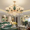 European Chandelier Ceramic Modern Minimalist Led Light Luxury Headlight Dining Room Bedroom Simple Zinc Alloy Living Rooms Lamps