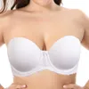 White Lace BRAS voor vrouwen Sexy Lingerie Underwire Strapless Halter Ongerichte dunne dropship 34 34 36 38 40 42 44 B C D E F G 210623