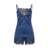 Women Pajamas Set Sleepwear Sexy Lingerie Satin Lace Sleeveless Top Shorts Summwer Night Suit 2pcs/Set Ladies Underwear