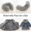 Spring Winter Coat Faux Fur Collar Thicken Plush Girl Denim Jackets Warm Coats Children Clothing Kids Teenage Outerwears High Qual1380485