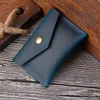 Card Holders 1 Pcs Vintage Genuine Leather Envelope Holder Short Hasp Business Bank Case Protector Men Women Small Cardholder Bag