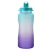 2L BPAの無料のプラスチックガロンスポーツ漏れのあるタイムマーカーわらの水のボトル屋外ポータブル飲み物の飲み物211122